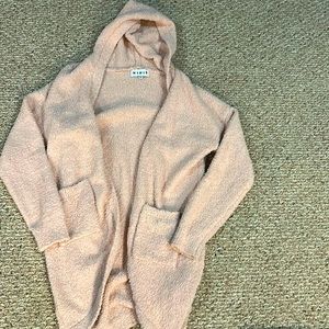 Soft light pink hooded cardigan